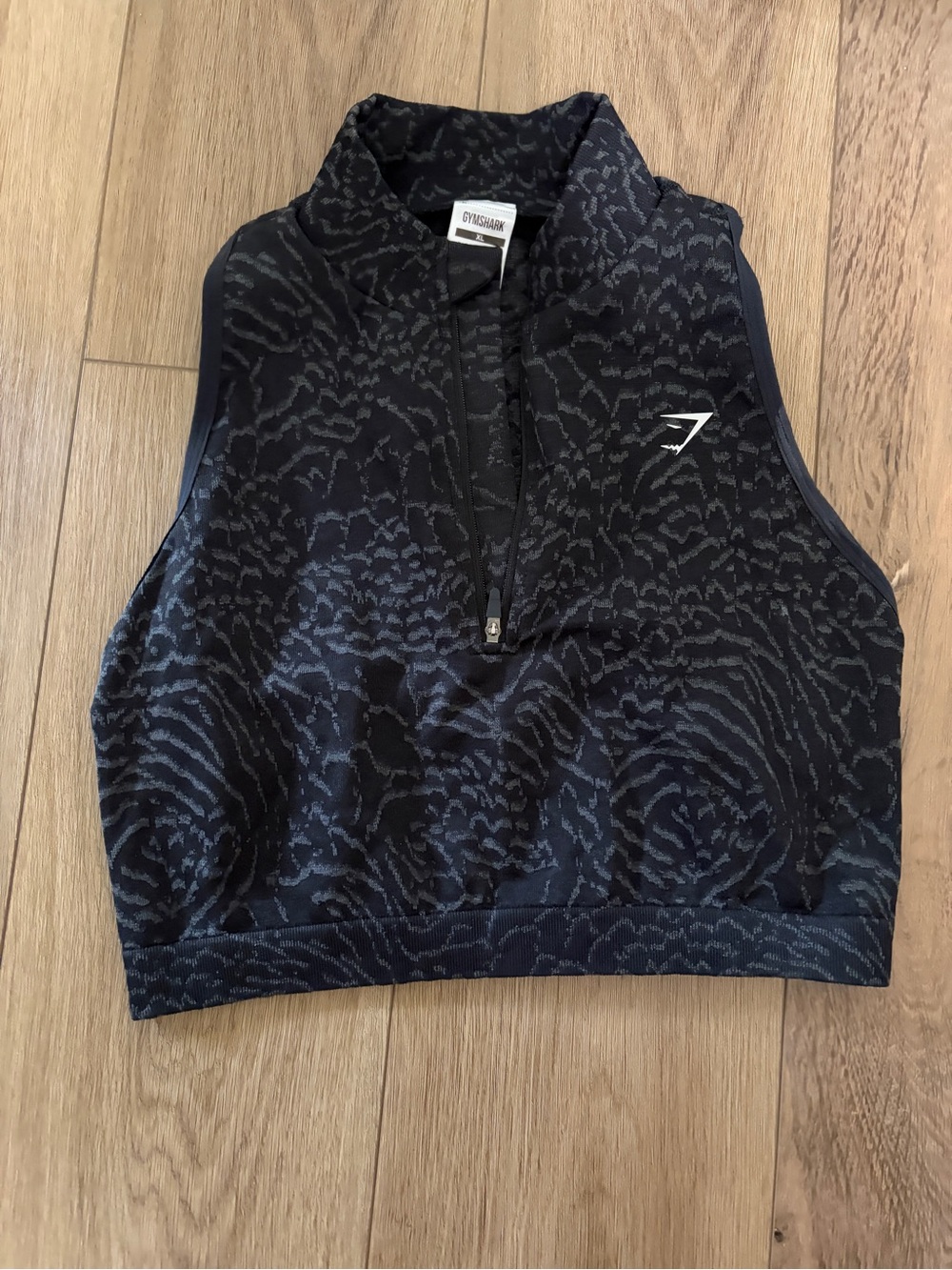 Gymshark Black & Charcoal Patterned High Neck Zip Jacket